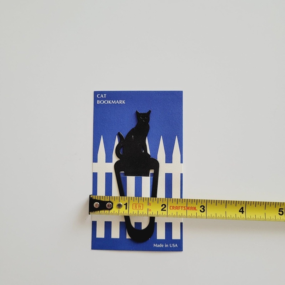 Vintage 90s Black Cat Bookmark Metal Clip fence blue USA Barnes Nobel Swing 1994 - Picture 7 of 16